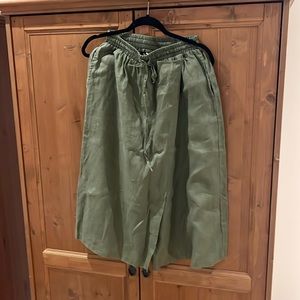 EUC olive Buykud wide leg linen pants, skirt